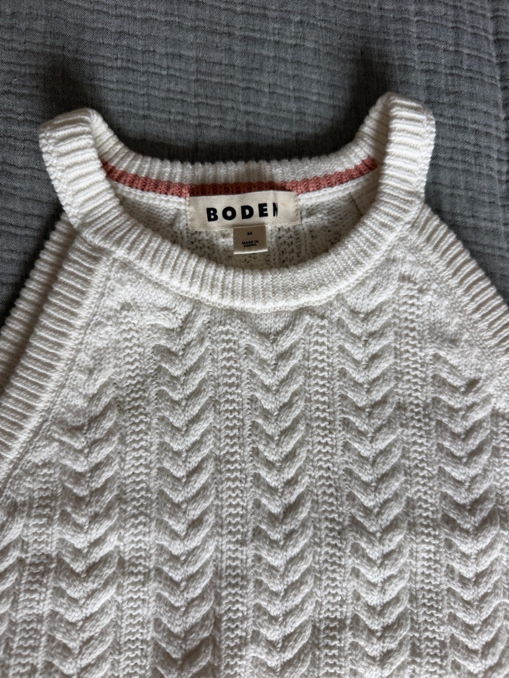 Michael Kors White Cable-Knit Crew Sweater